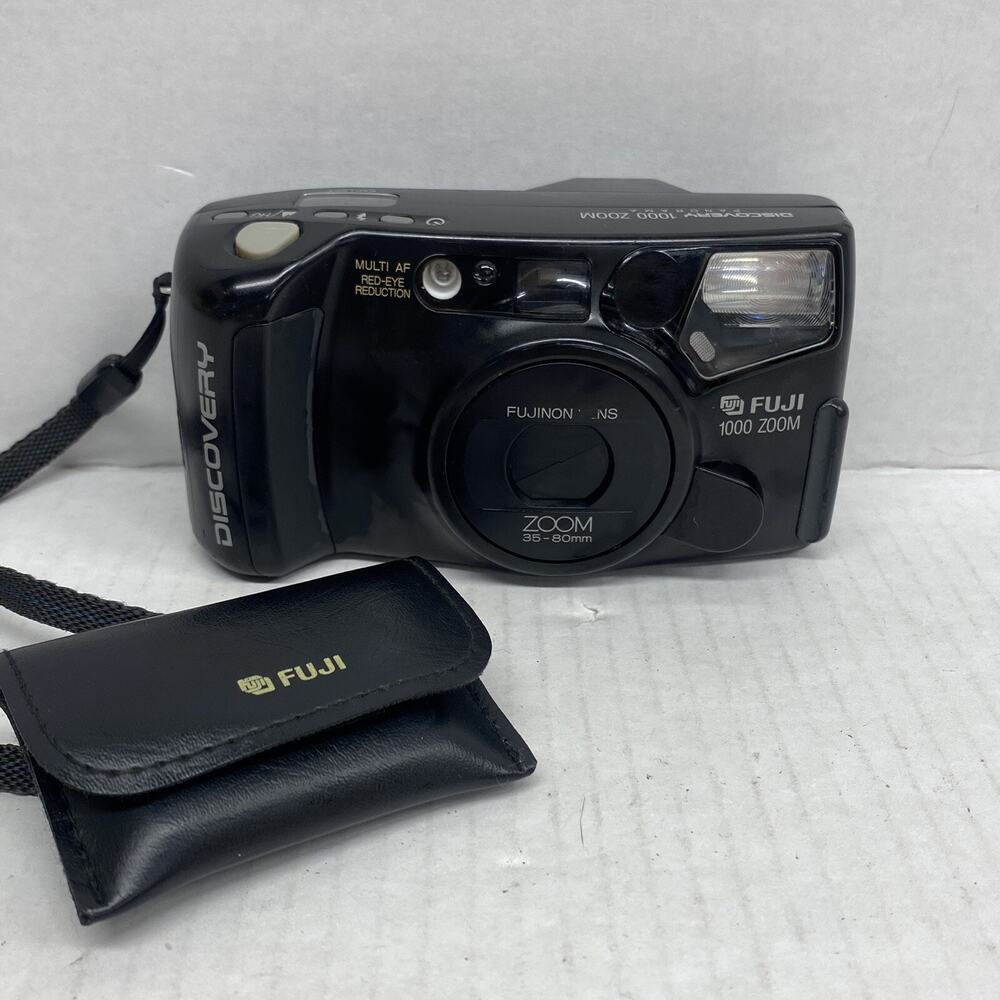 Fuji Discovery 1000 Zoom Panorama 35 80mm Camera Film Black Vintage - UNTESTED
